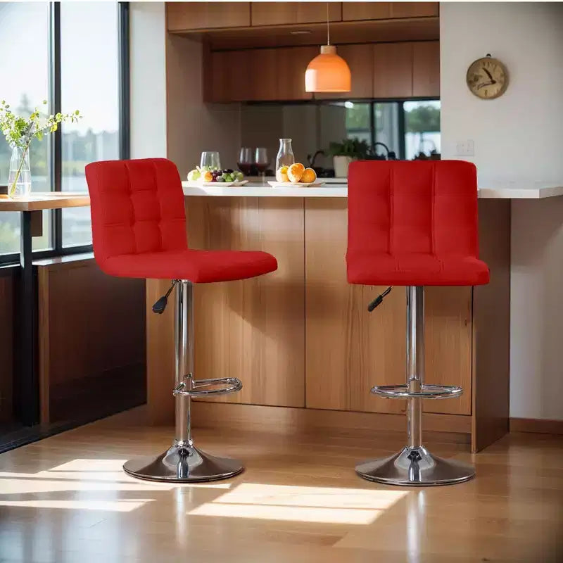 Bar Stools 1 Set of 2, Counter Height Bar Stools, Square Cushion Bar Stools with Back, Footstool, Cafe, 2 pieces