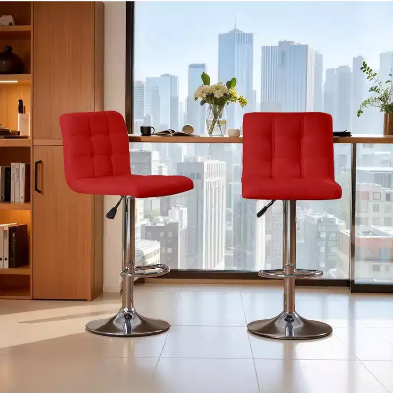 Bar Stools 1 Set of 2, Counter Height Bar Stools, Square Cushion Bar Stools with Back, Footstool, Cafe, 2 pieces