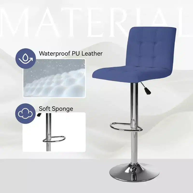 Bar Stools 1 Set of 2, Counter Height Bar Stools, Square Cushion Bar Stools with Back, Footstool, Cafe, 2 pieces