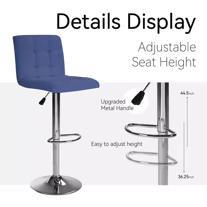 Bar Stools 1 Set of 2, Counter Height Bar Stools, Square Cushion Bar Stools with Back, Footstool, Cafe, 2 pieces