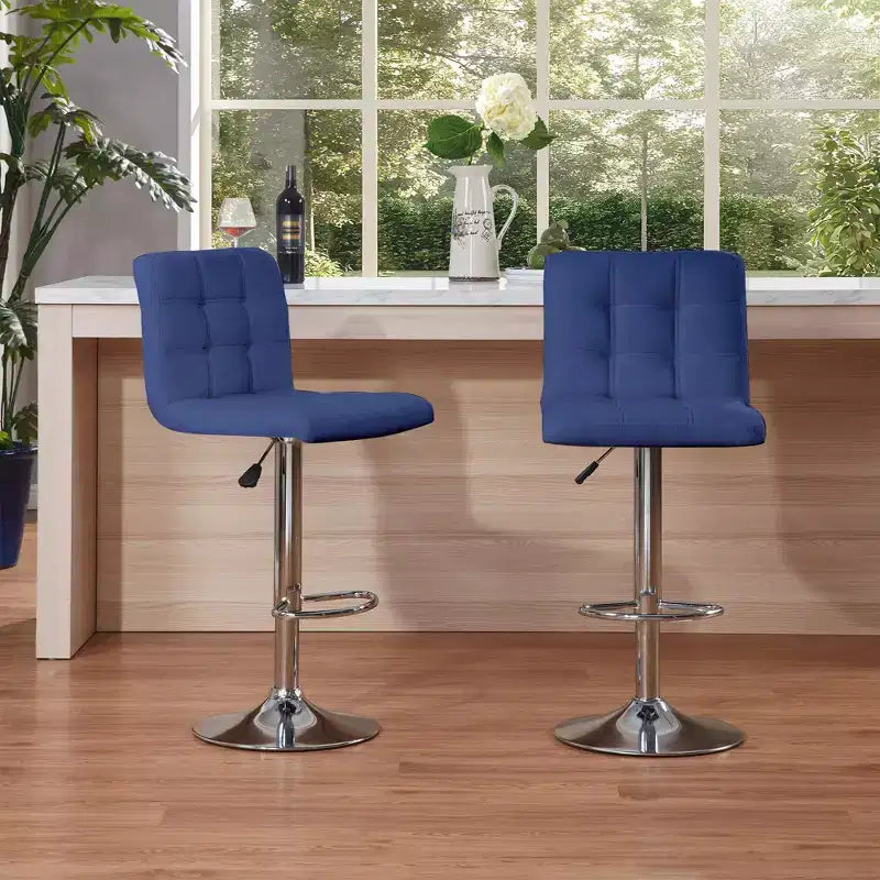 Bar Stools 1 Set of 2, Counter Height Bar Stools, Square Cushion Bar Stools with Back, Footstool, Cafe, 2 pieces