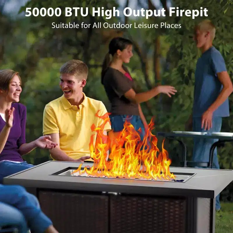 Propane Fire Pit Fire Pit Table - 44 Inch 50000BTU with Rain Cover, Sturdy Steel & Iron Surface, CSA Certified for Patio Deck Garden