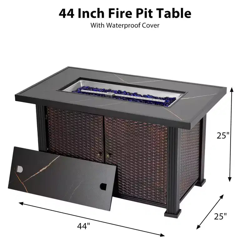 Propane Fire Pit Fire Pit Table - 44 Inch 50000BTU with Rain Cover, Sturdy Steel & Iron Surface, CSA Certified for Patio Deck Garden