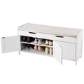 VEVOR Shoe Bench, 41.3 x 13.8 x 19.8 Inch Entryway Bench with Lift Top Storage and Seat Cushion, 250lbs Shoe Rack with 3 Cabinets , White