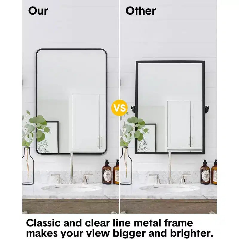 Miroir mural rond doré de 18 pouces, Miroir de courtoisie à cadre métallique pour salle de bain, entrée et chambre à coucher