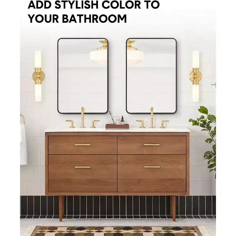 Miroir mural rond doré de 18 pouces, Miroir de courtoisie à cadre métallique pour salle de bain, entrée et chambre à coucher