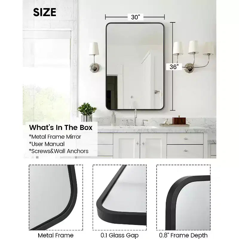 18 Round Gold Wall Mirror, Metal Frame Vanity Mirror for Bathroom, Entryway & Bedroom
