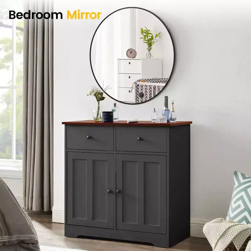 Miroir mural rond doré de 18 pouces, Miroir de courtoisie à cadre métallique pour salle de bain, entrée et chambre à coucher