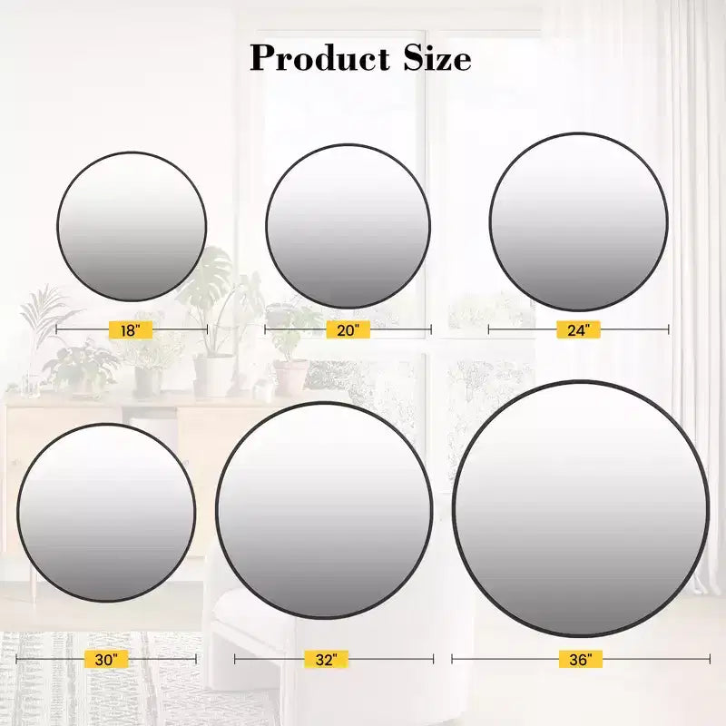 Miroir mural rond doré de 18 pouces, Miroir de courtoisie à cadre métallique pour salle de bain, entrée et chambre à coucher