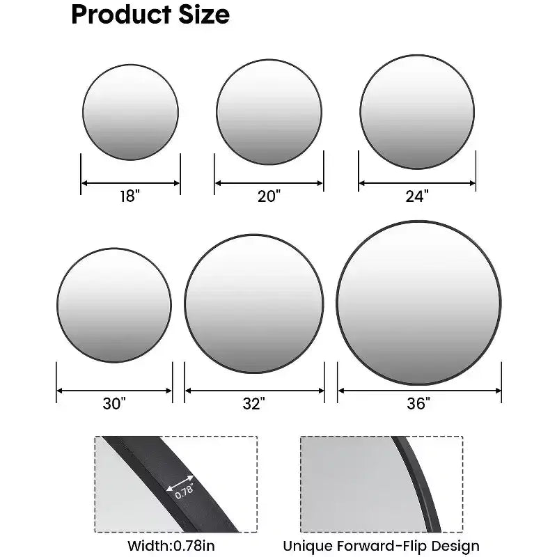 Miroir mural rond doré de 18 pouces, Miroir de courtoisie à cadre métallique pour salle de bain, entrée et chambre à coucher