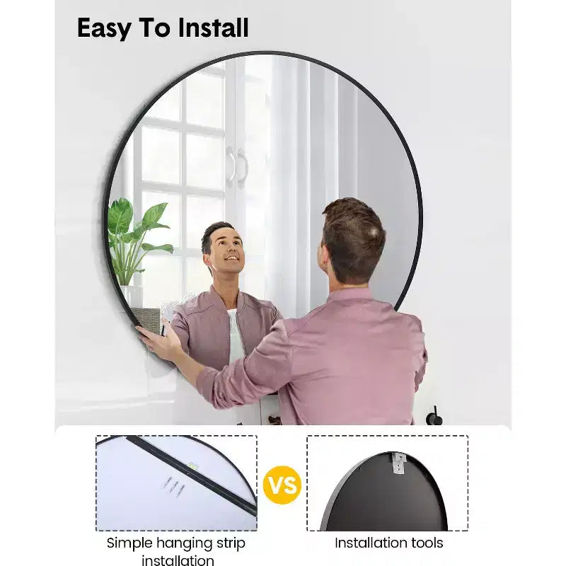 Miroir mural rond doré de 18 pouces, Miroir de courtoisie à cadre métallique pour salle de bain, entrée et chambre à coucher