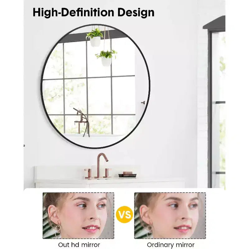 Miroir mural rond doré de 18 pouces, Miroir de courtoisie à cadre métallique pour salle de bain, entrée et chambre à coucher