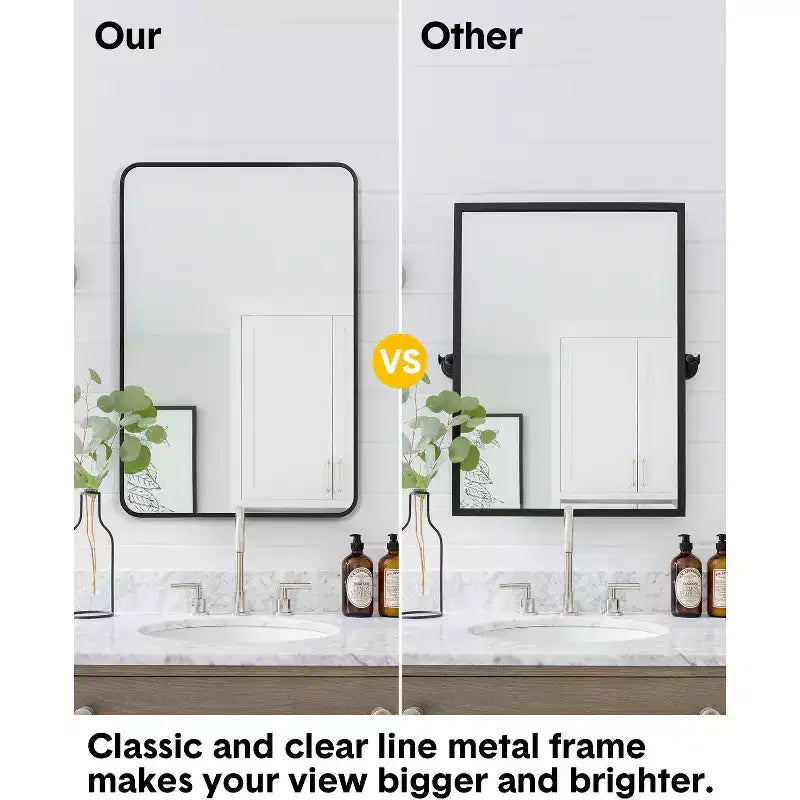 Miroir mural rond doré de 18 pouces, Miroir de courtoisie à cadre métallique pour salle de bain, entrée et chambre à coucher