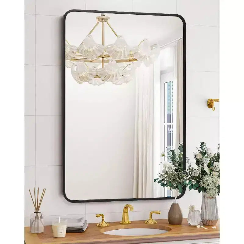 Miroir mural rond doré de 18 pouces, Miroir de courtoisie à cadre métallique pour salle de bain, entrée et chambre à coucher