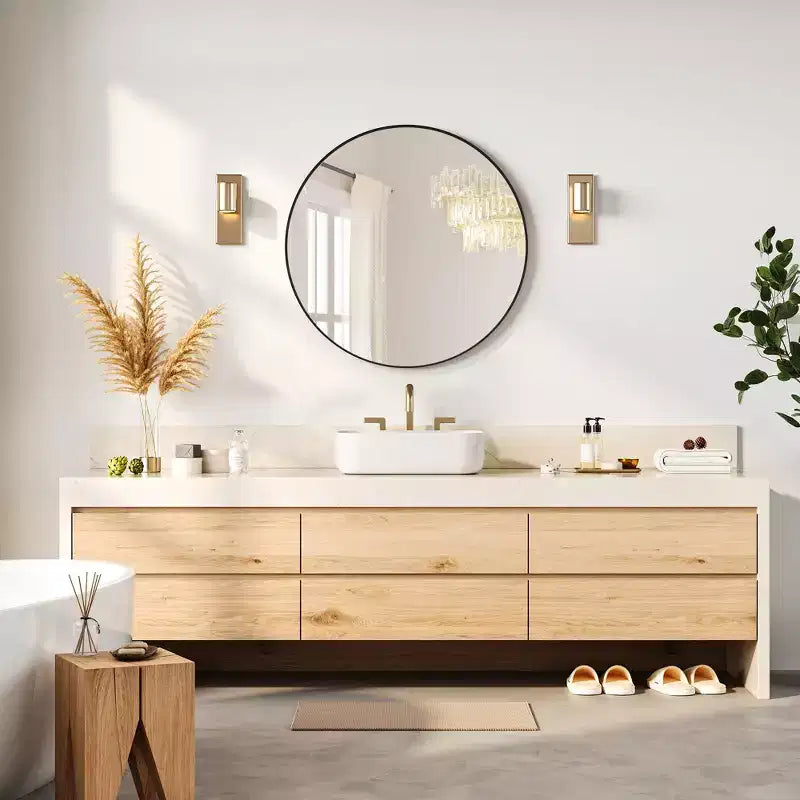 18 Round Gold Wall Mirror, Metal Frame Vanity Mirror for Bathroom, Entryway & Bedroom