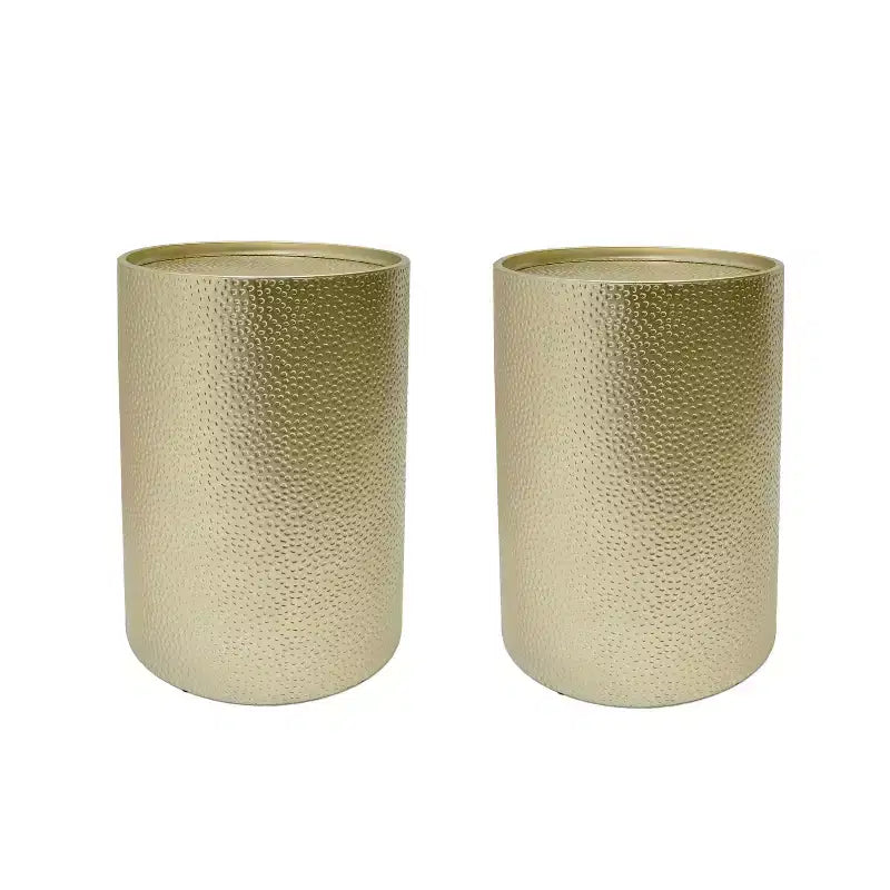 Table d'appoint cylindrique en fer martelé Elsmere de GDFStudio (lot de 2)