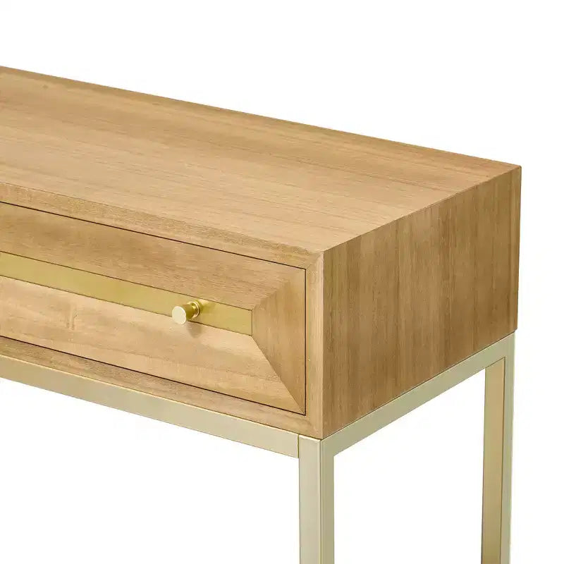 MAYEERTY Console Table with Two Drawers Retro Striking Geometric Design for Living Room Natural