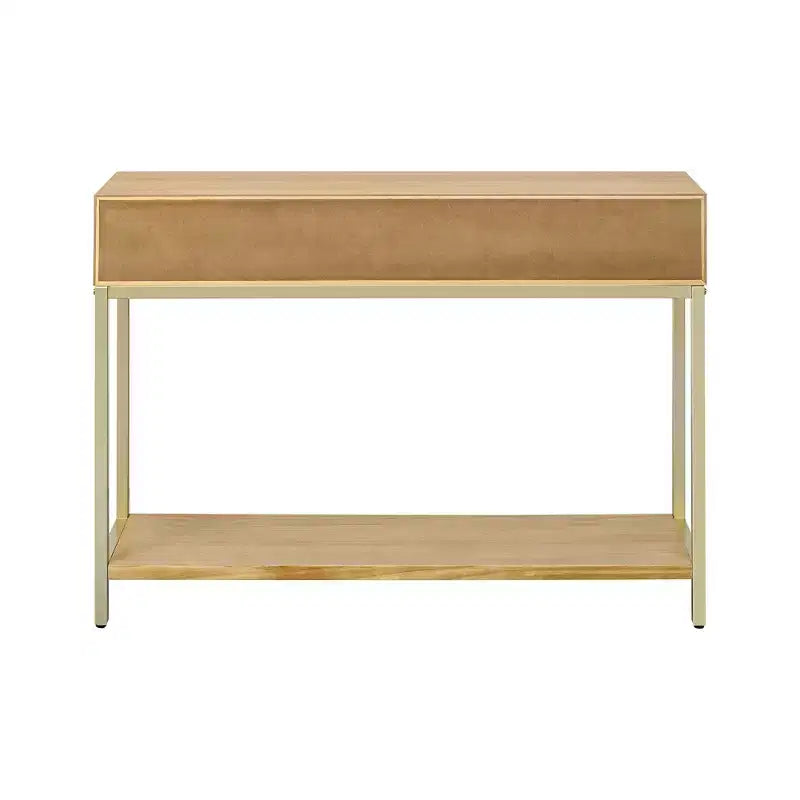 MAYEERTY Console Table with Two Drawers Retro Striking Geometric Design for Living Room Natural