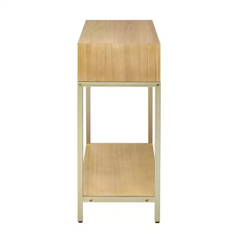 MAYEERTY Console Table with Two Drawers Retro Striking Geometric Design for Living Room Natural