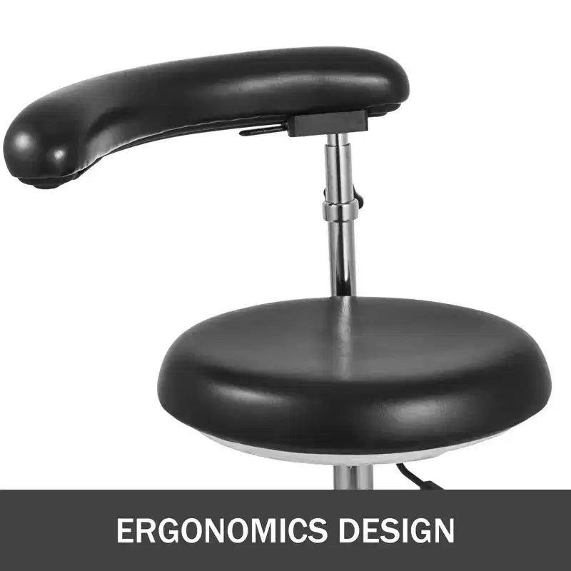 VEVOR Medical Dental Stool Dentist Chair with 360 Degree Rotation Armrest PU Leather Assistant Stool Chair Height Adjustable Doctor Chair, Black