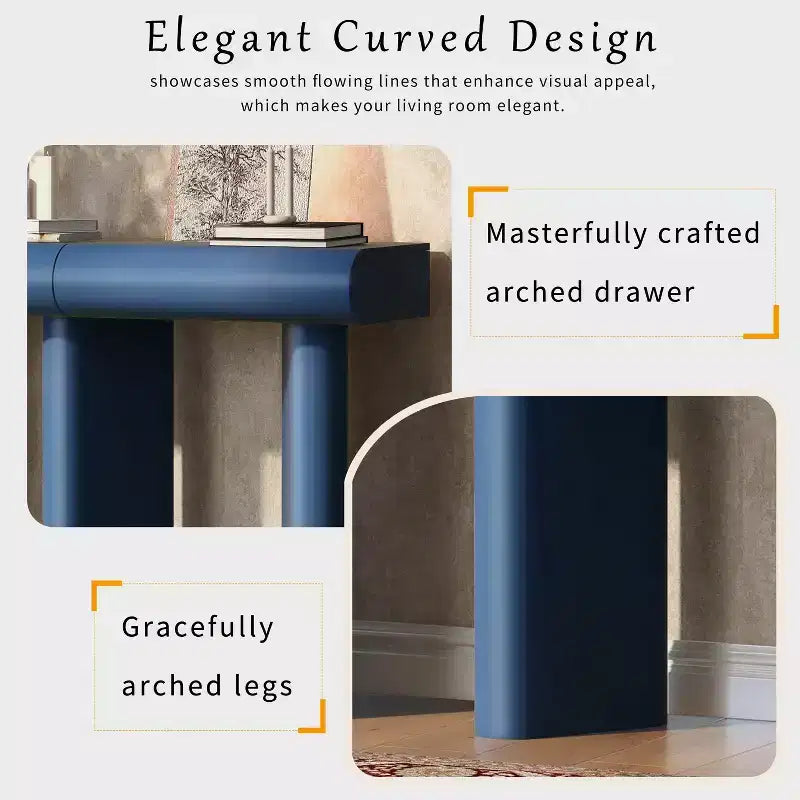 Merax Modern Curved-Drawer Console Table with Geometric Legs