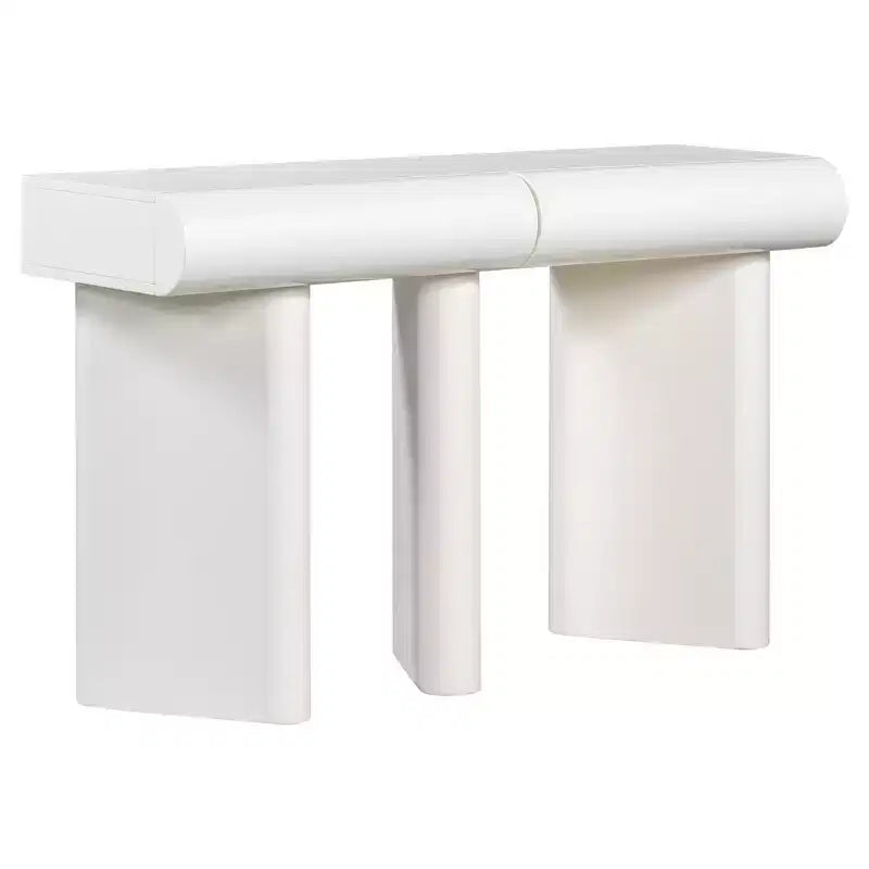 Merax Modern Curved-Drawer Console Table with Geometric Legs