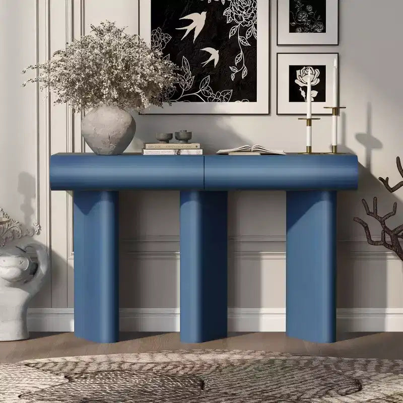 Merax Modern Curved-Drawer Console Table with Geometric Legs