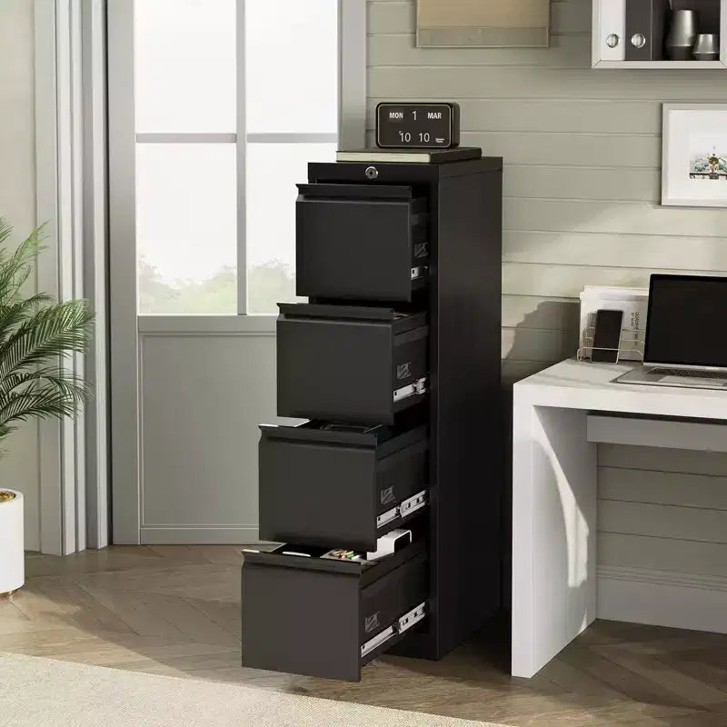 Metal File Cabinet with Lock - 4-Drawer Vertical Locking Storage for Letter/Legal/A4 Files, Office Organizer