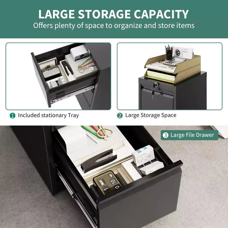 Metal File Cabinet with Lock - 4-Drawer Vertical Locking Storage for Letter/Legal/A4 Files, Office Organizer