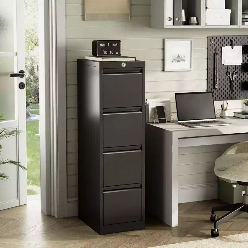 Metal File Cabinet with Lock - 4-Drawer Vertical Locking Storage for Letter/Legal/A4 Files, Office Organizer