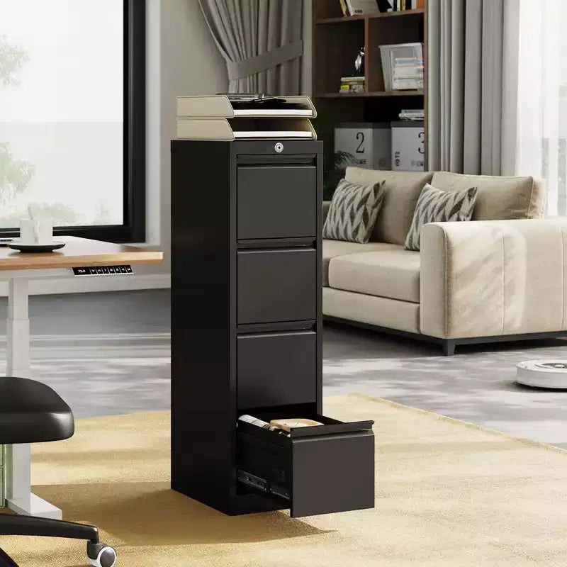 Metal File Cabinet with Lock - 4-Drawer Vertical Locking Storage for Letter/Legal/A4 Files, Office Organizer