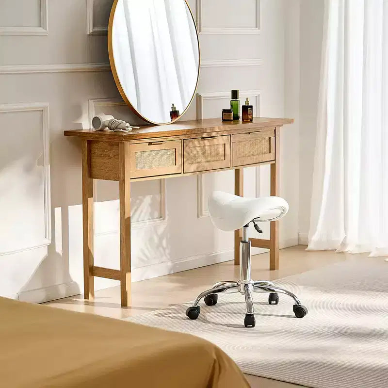VEVOR Saddle Stool with Wheels, 450 LBS Weight Capacity Ergonomic Rolling Stool, Height Adjustable Thickened PU Leather Swivel Saddle Chair, White