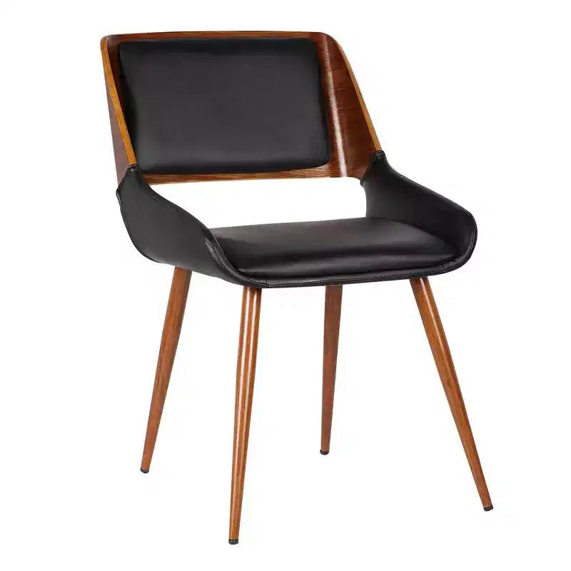 Armen Living,Panda Mid-Century Dining Chair Faux Leather Set Of 2