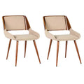 Armen Living,Panda Mid-Century Dining Chair Faux Leather Set Of 2