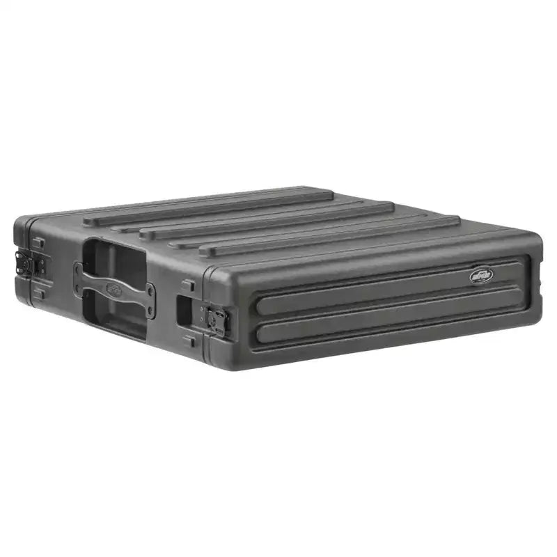 SKB 2U Roto Rack Case - Durable Polyethylene Gear Protector, Stackable, Waterproof with Twist Latches & Rubber Feet for Musicians, Black