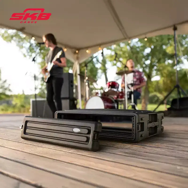 SKB 2U Roto Rack Case - Durable Polyethylene Gear Protector, Stackable, Waterproof with Twist Latches & Rubber Feet for Musicians, Black