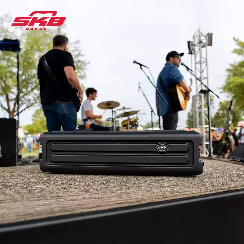 SKB 2U Roto Rack Case - Durable Polyethylene Gear Protector, Stackable, Waterproof with Twist Latches & Rubber Feet for Musicians, Black