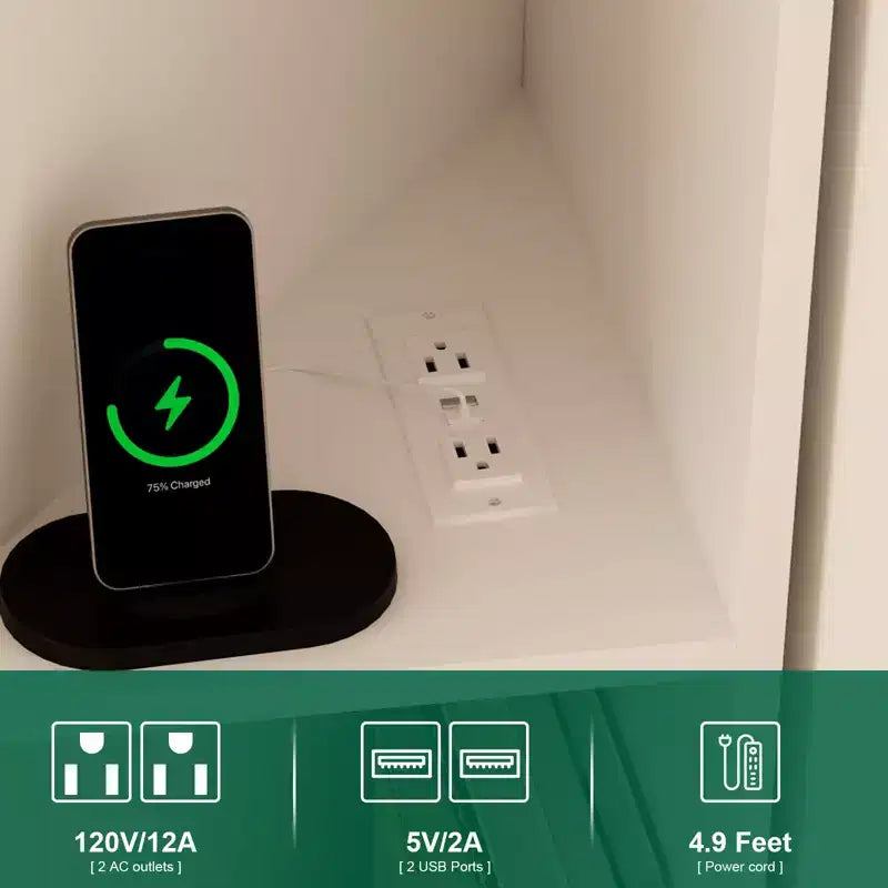 Meuble TV d'angle pour téléviseurs jusqu'à 55 pouces avec prise de courant, Meuble TV d'angle de style rustique avec placards de rangement et étagères, Meuble TV moderne