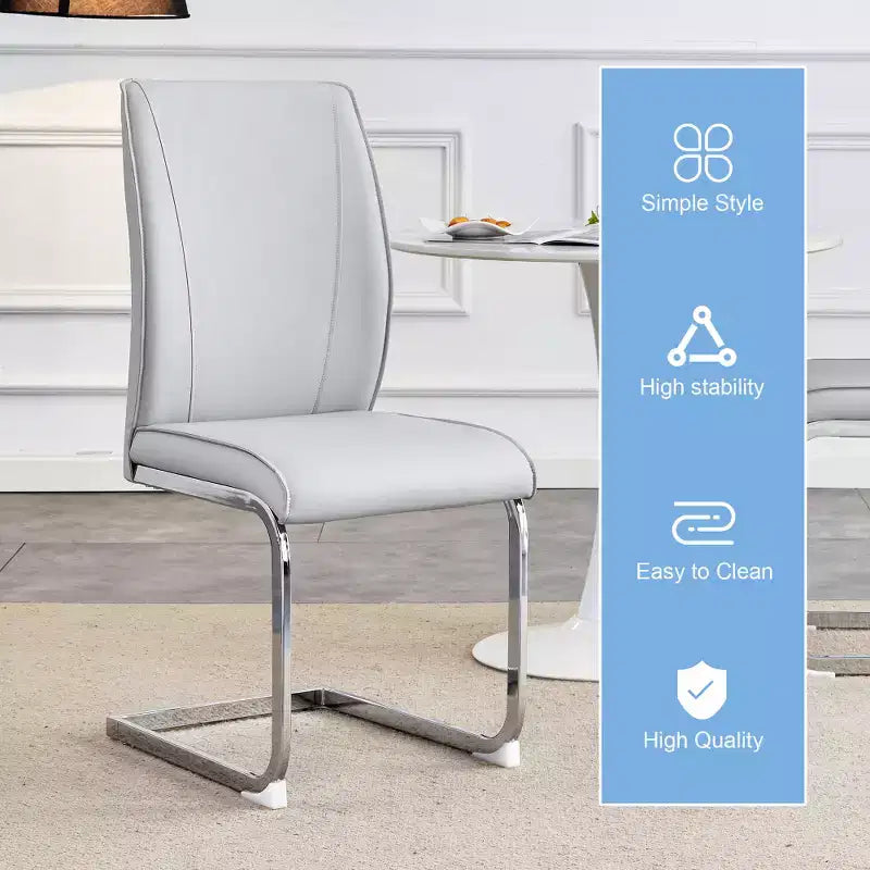 Zeus & Ruta Luxury Minimalist Arch Dining Chairs Set of 2 with PU Material , High Resilience and Gold Metal Legs