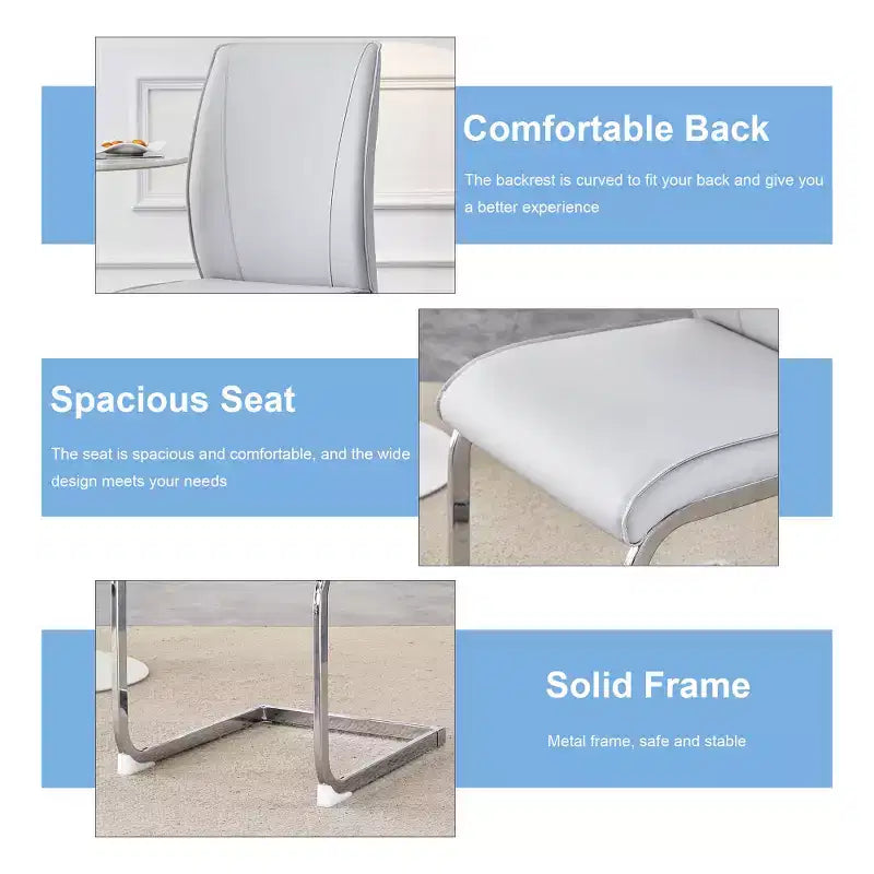 Zeus & Ruta Luxury Minimalist Arch Dining Chairs Set of 2 with PU Material , High Resilience and Gold Metal Legs