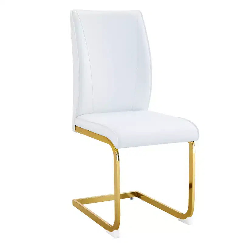 Zeus & Ruta Luxury Minimalist Arch Dining Chairs Set of 2 with PU Material , High Resilience and Gold Metal Legs