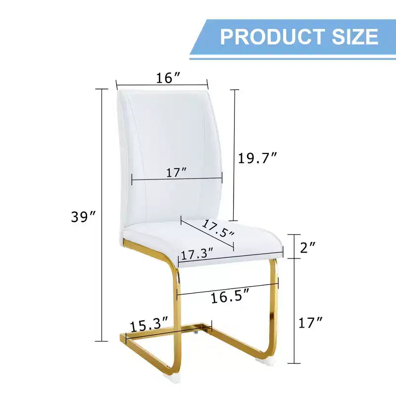 Zeus & Ruta Luxury Minimalist Arch Dining Chairs Set of 2 with PU Material , High Resilience and Gold Metal Legs