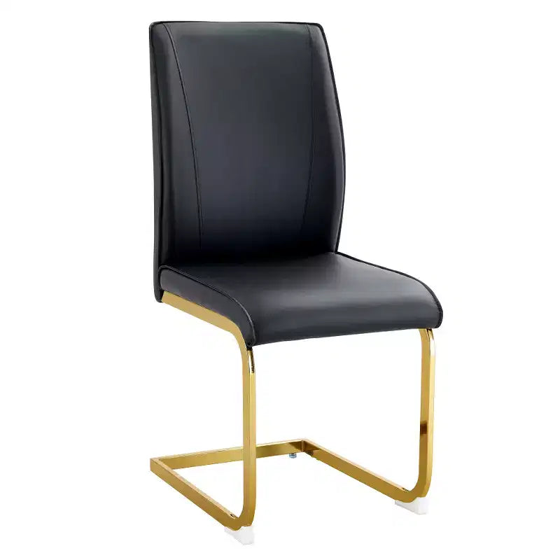 Zeus & Ruta Luxury Minimalist Arch Dining Chairs Set of 2 with PU Material , High Resilience and Gold Metal Legs