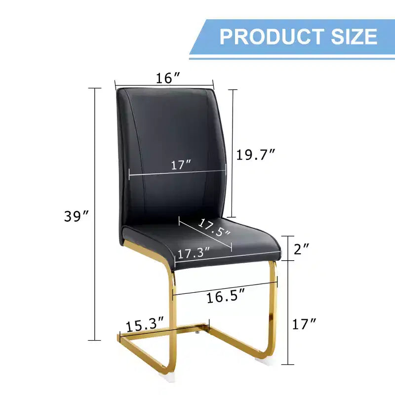 Zeus & Ruta Luxury Minimalist Arch Dining Chairs Set of 2 with PU Material , High Resilience and Gold Metal Legs