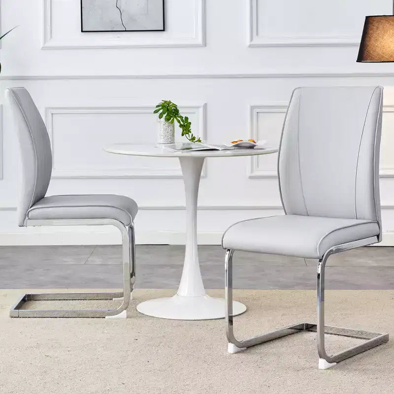 Zeus & Ruta Luxury Minimalist Arch Dining Chairs Set of 2 with PU Material , High Resilience and Gold Metal Legs