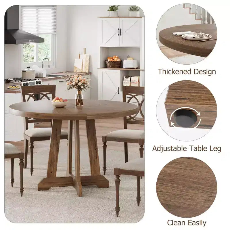 Table à manger ronde GustoWave de 47 pouces pour 4 personnes