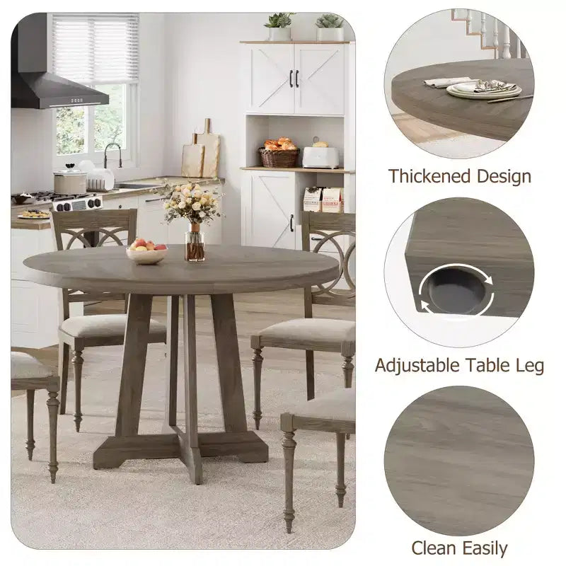 Table à manger ronde GustoWave de 47 pouces pour 4 personnes