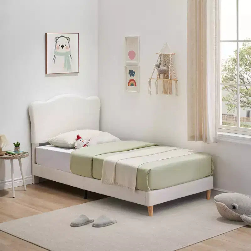 Cadre de lit plateforme rembourré avec tête de lit réglable, support de lattes en bois solides, mobilier de lit moderne pour enfants, aucun sommier tapissier requis