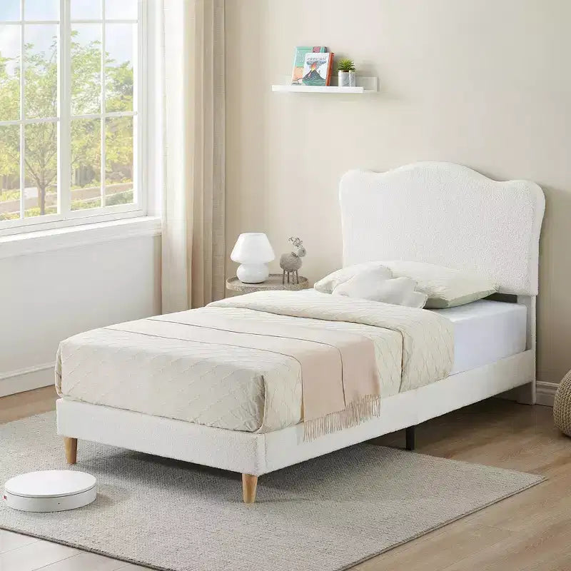 Cadre de lit plateforme rembourré avec tête de lit réglable, support de lattes en bois solides, mobilier de lit moderne pour enfants, aucun sommier tapissier requis