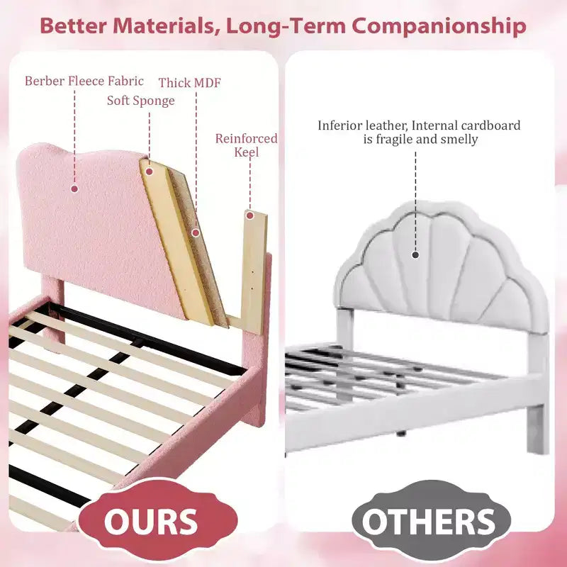 Cadre de lit plateforme rembourré avec tête de lit réglable, support de lattes en bois solides, mobilier de lit moderne pour enfants, aucun sommier tapissier requis